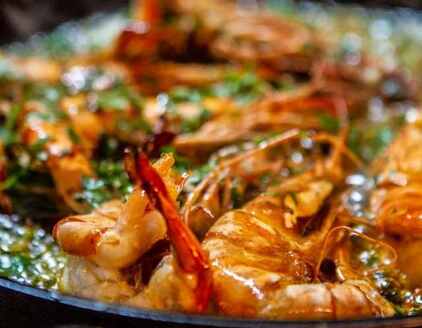 Delicious dish with shrimp