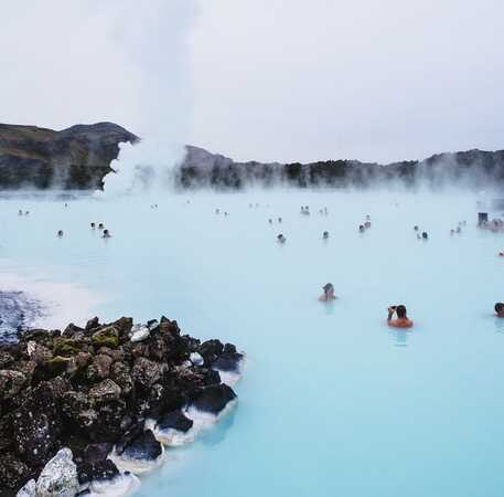 People soaking in Blue Lagoon, Iceland