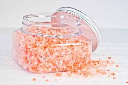 A jar with pink Himalayan salt