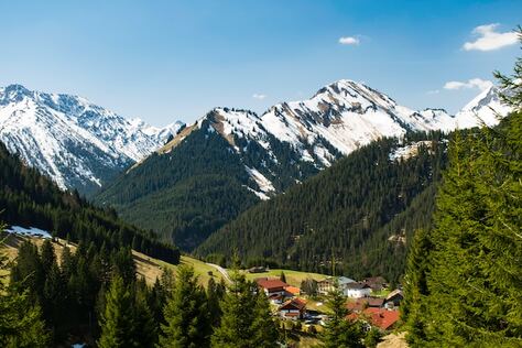 Breathtaking scenery of snowy mountains in Austria